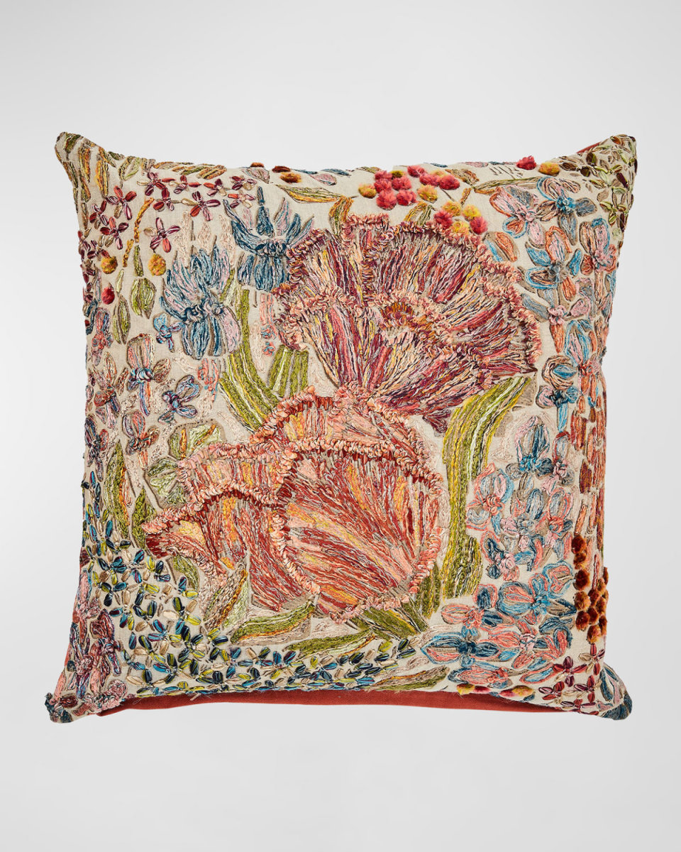 Flower Field Throw Pillow, 19" Square